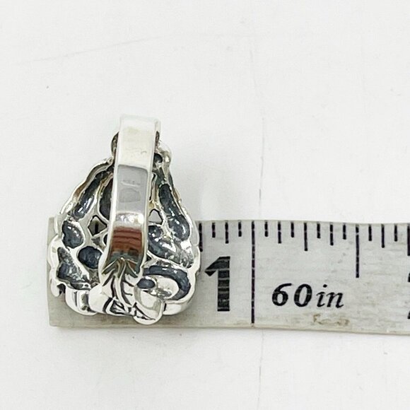 Carolyn Pollack Vintage 925 Sterling Silver Flower Motif Chunky Ring Size 9.75 - Picture 7 of 9